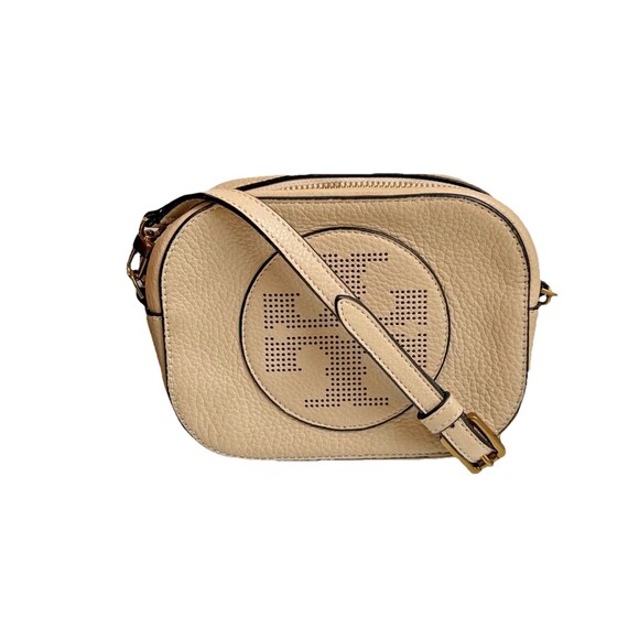 Tory Burch Handbags - Tory Burch Women's Small Leather Beige Crossbody Bag Big Logo